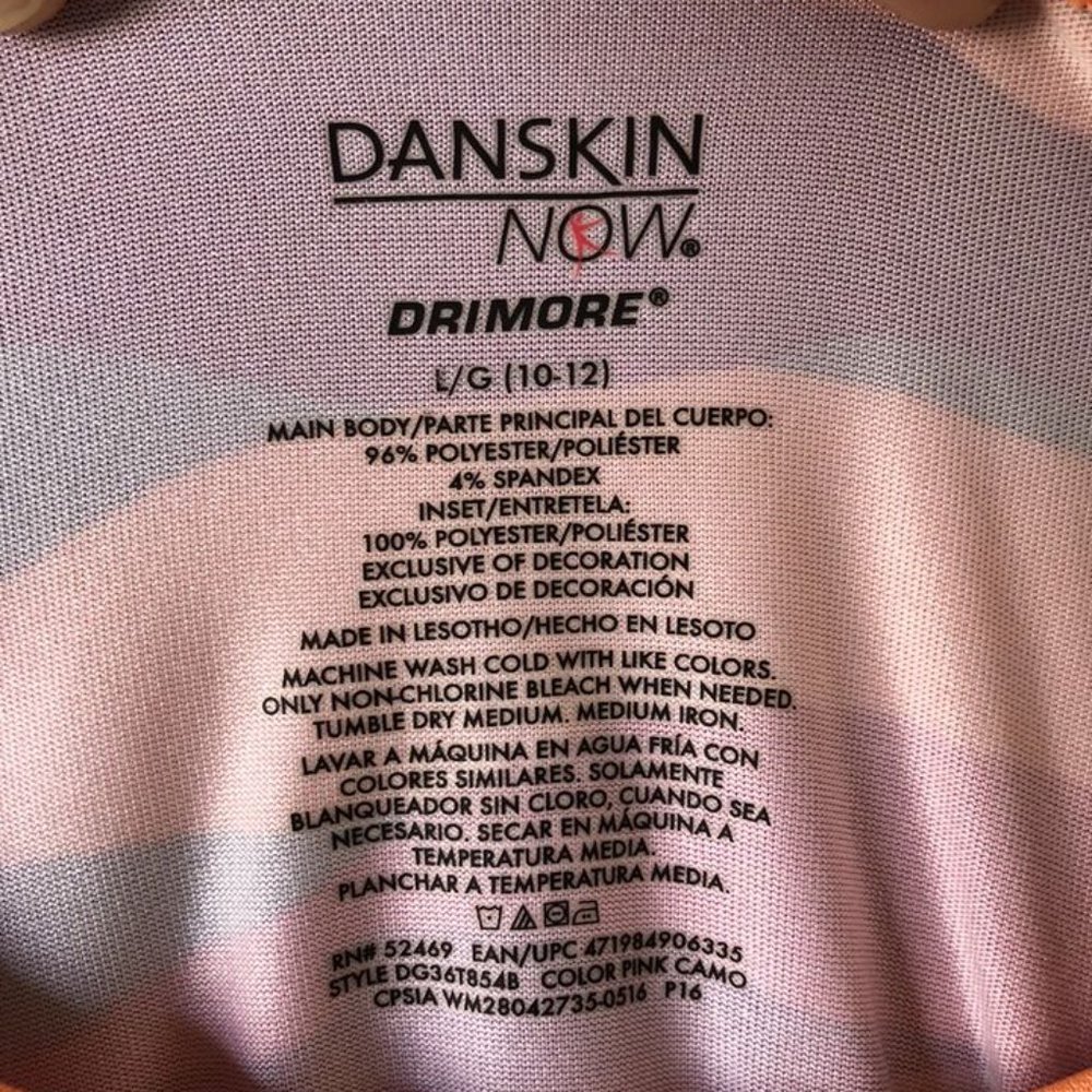 Danskin Now Drimore Girls Semi-Fitted Active Wear Top Orange Camo Size Large - Picture 6 of 8